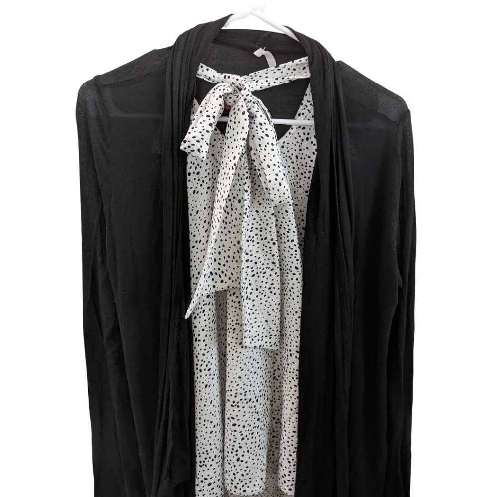 Cute Animal Print with Tie - Business Casual Top. *BONUS* Free Cardigan